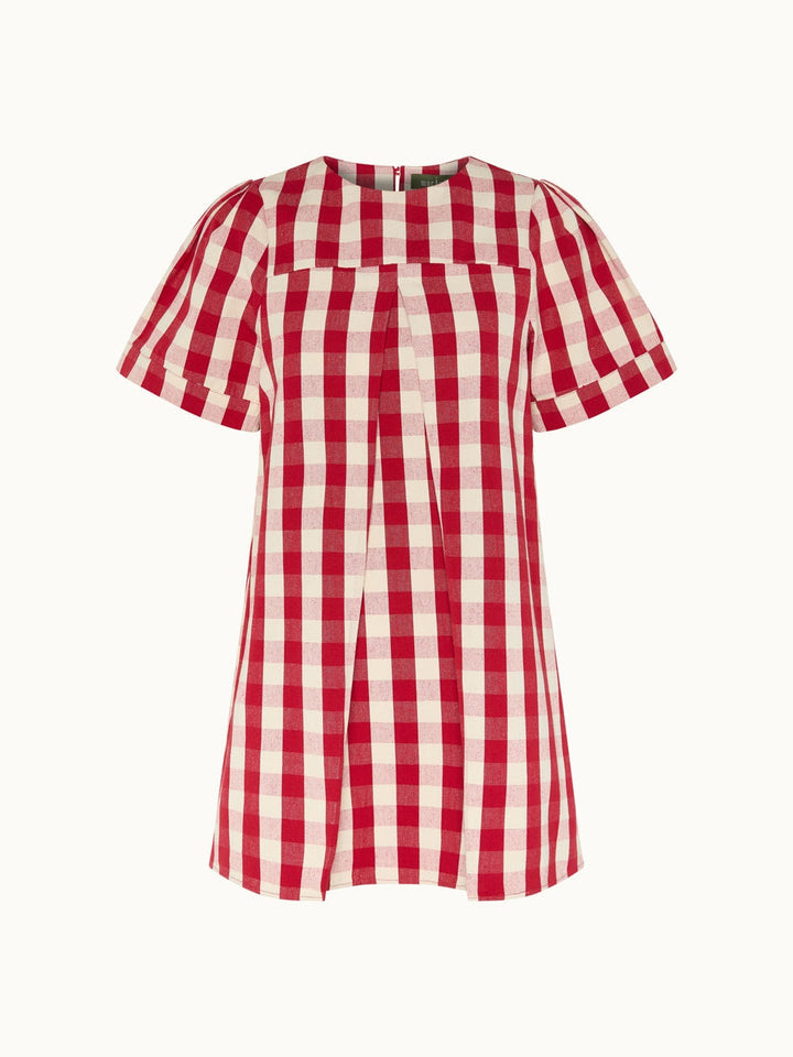 Gingham Pleated Mini Dress