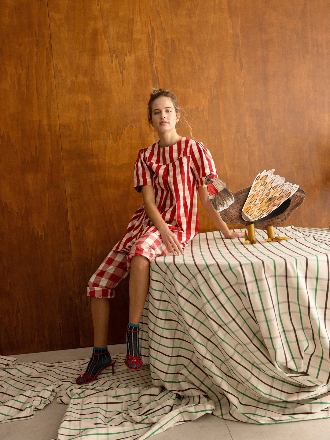Gingham Pleated Mini Dress