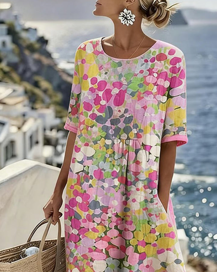 Elegant Floral Summer Midi Dress - side