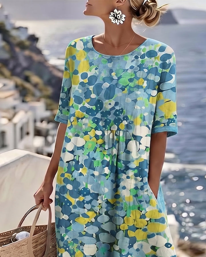 Elegant Floral Summer Midi Dress - model back