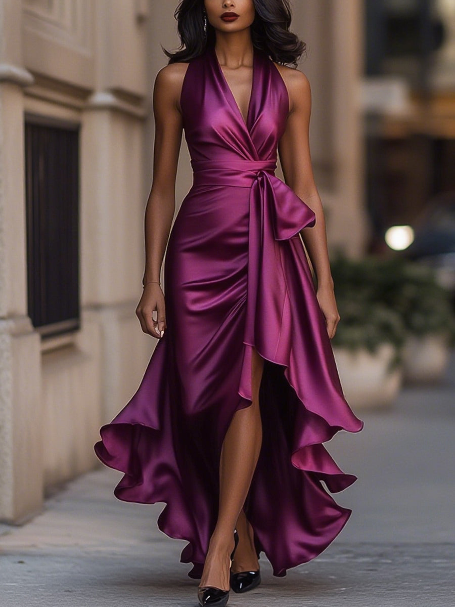 EMELIE | HALTER RUFFLE GOWN