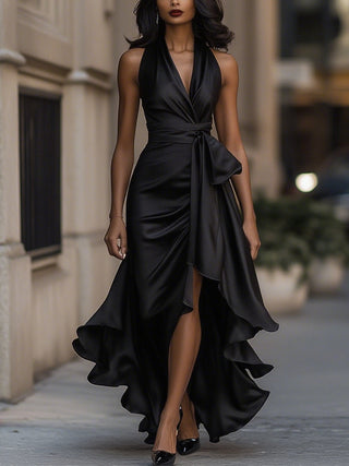 EMELIE | HALTER RUFFLE GOWN
