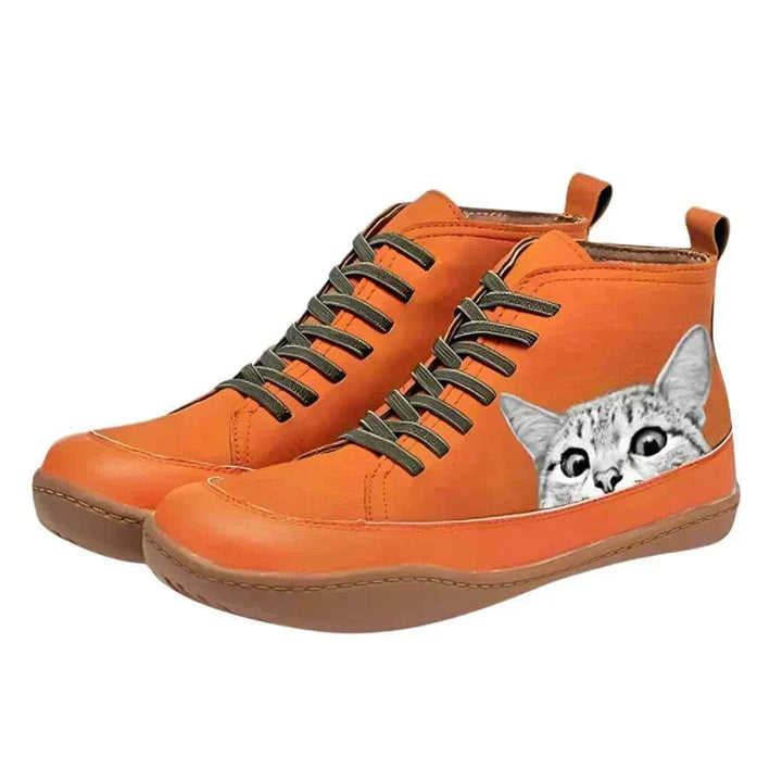 ELLEN | CAT-PRINT LACE-UP BOOTS