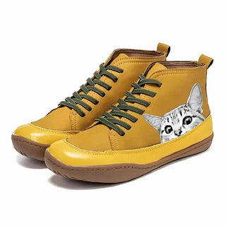 ELLEN | CAT-PRINT LACE-UP BOOTS