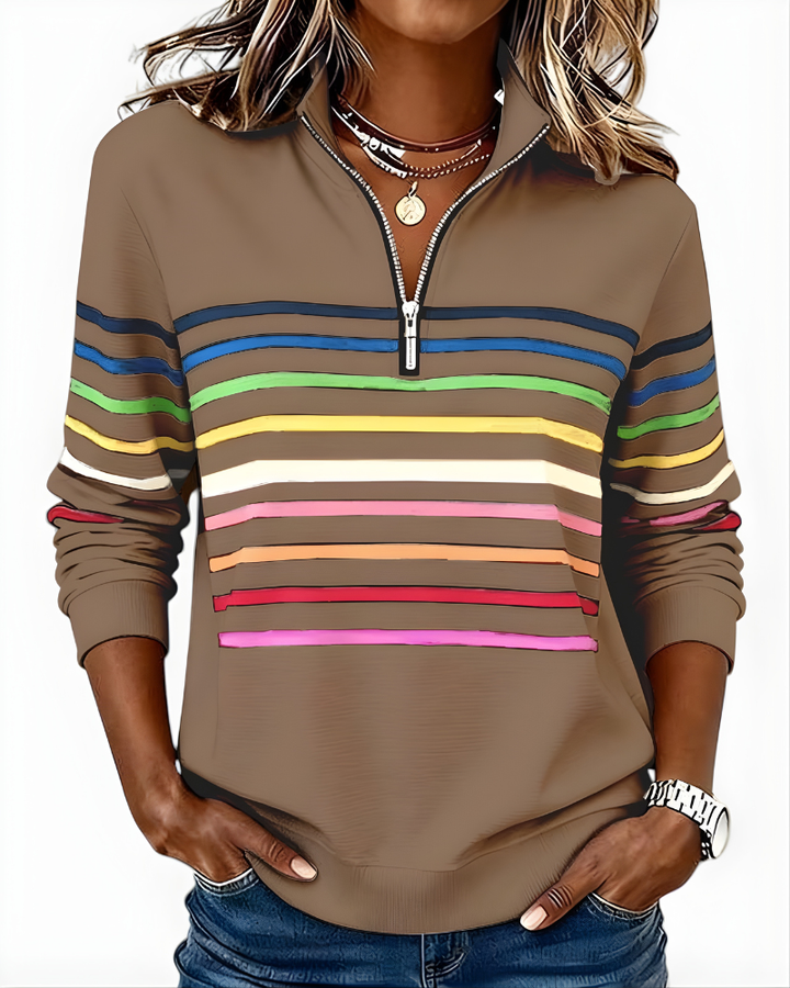 RAMONA | STRIPED ZIP SWEATER