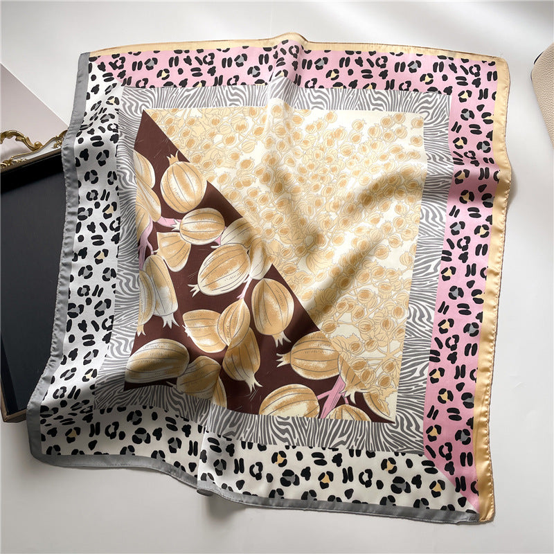 Leona | Leopard Print Silk-Touch Square Scarf