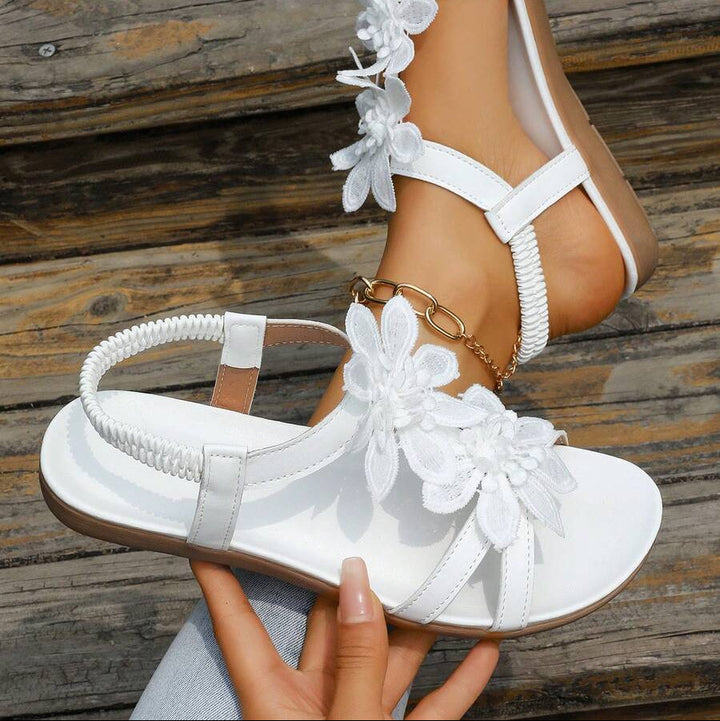 Fiorella Orthopedic Sandals with Applied Flowers