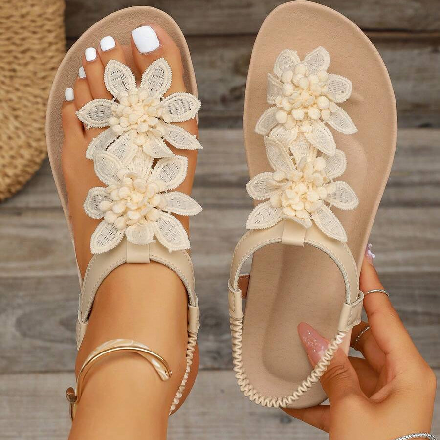 Fiorella Orthopedic Sandals with Applied Flowers
