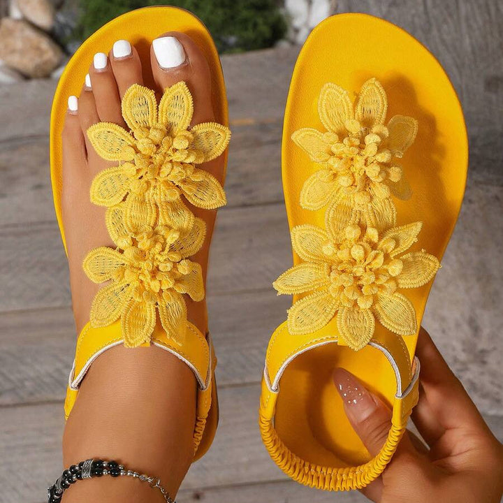 Fiorella Orthopedic Sandals with Applied Flowers