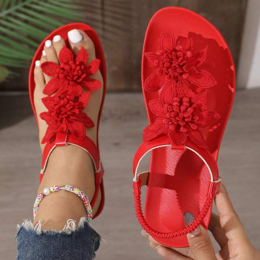 Fiorella Orthopedic Sandals with Applied Flowers