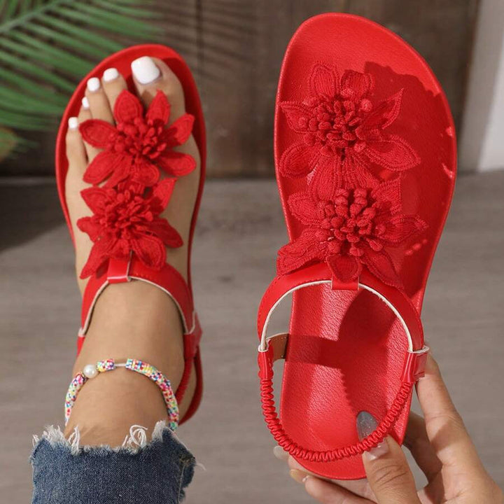 Fiorella Orthopedic Sandals with Applied Flowers