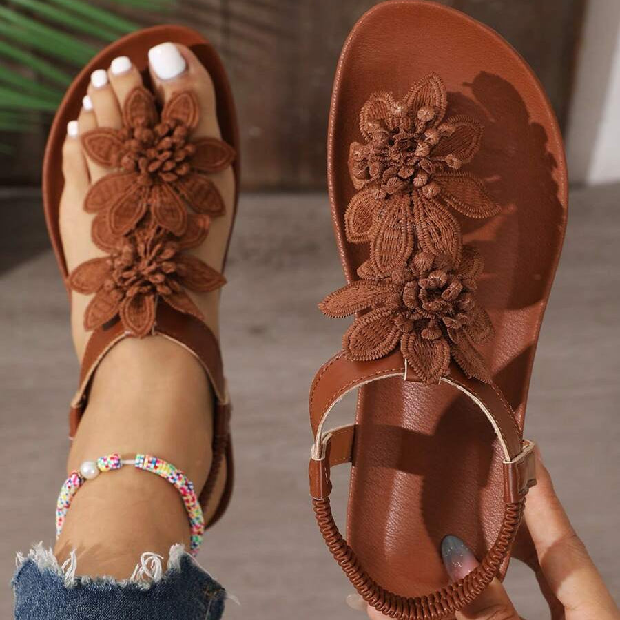 Fiorella Orthopedic Sandals with Applied Flowers