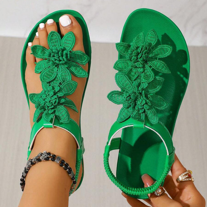 Fiorella Orthopedic Sandals with Applied Flowers