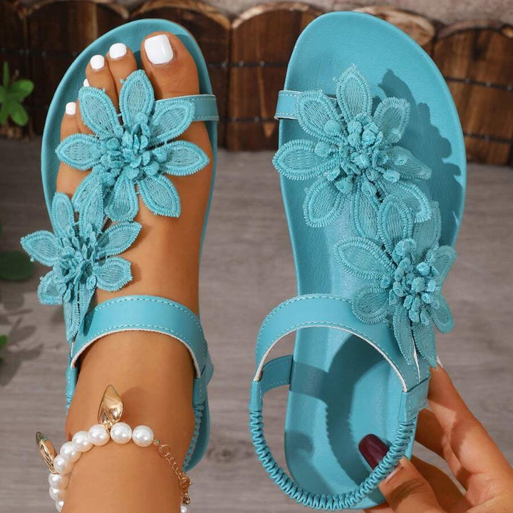 Fiorella Orthopedic Sandals with Applied Flowers
