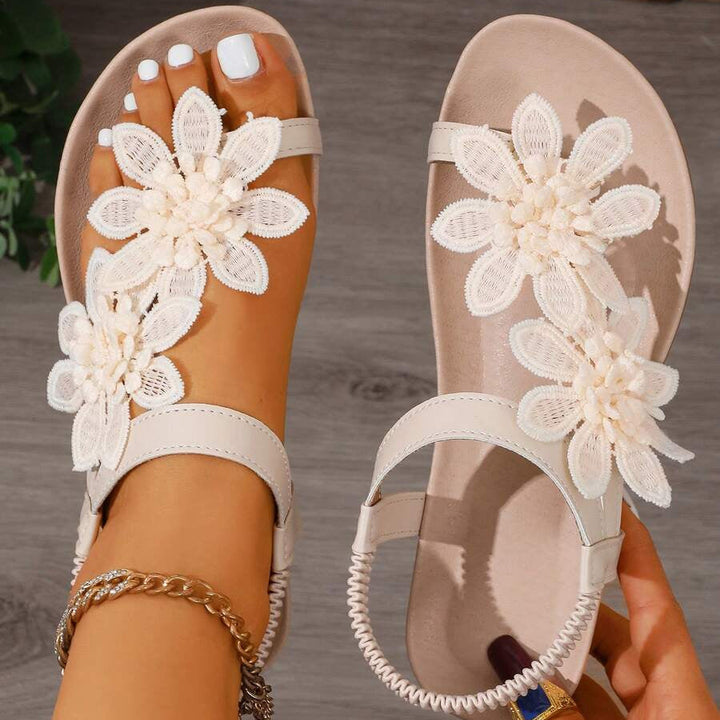 Fiorella Orthopedic Sandals with Applied Flowers