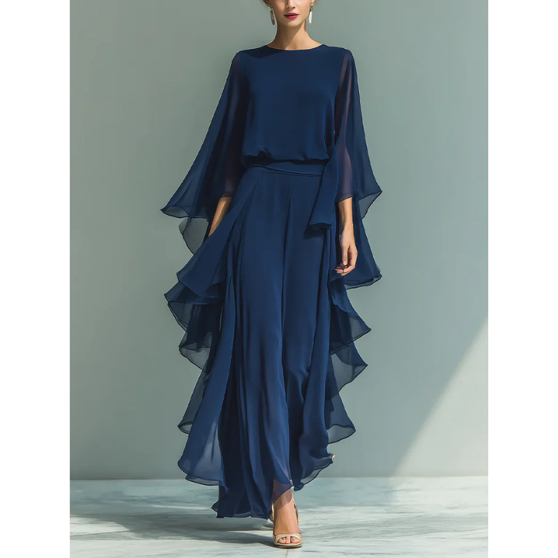 Aurora elegant chiffon set with ruffles
