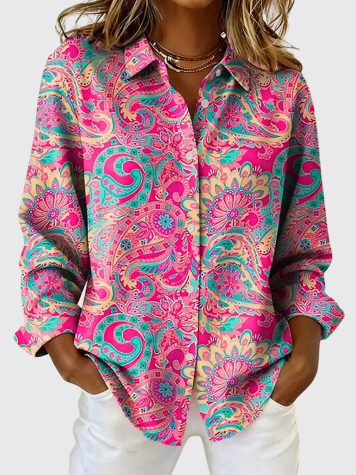 JOANA | PAISLEY PRINT BUTTON-UP BLOUSE