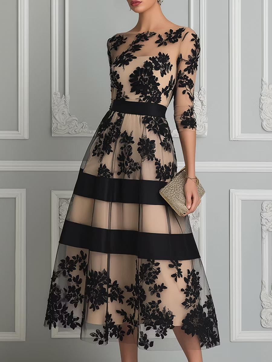 CELY | FLORAL MIDI A-LINE DRESS