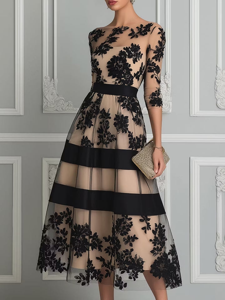 CELY | FLORAL MIDI A-LINE DRESS