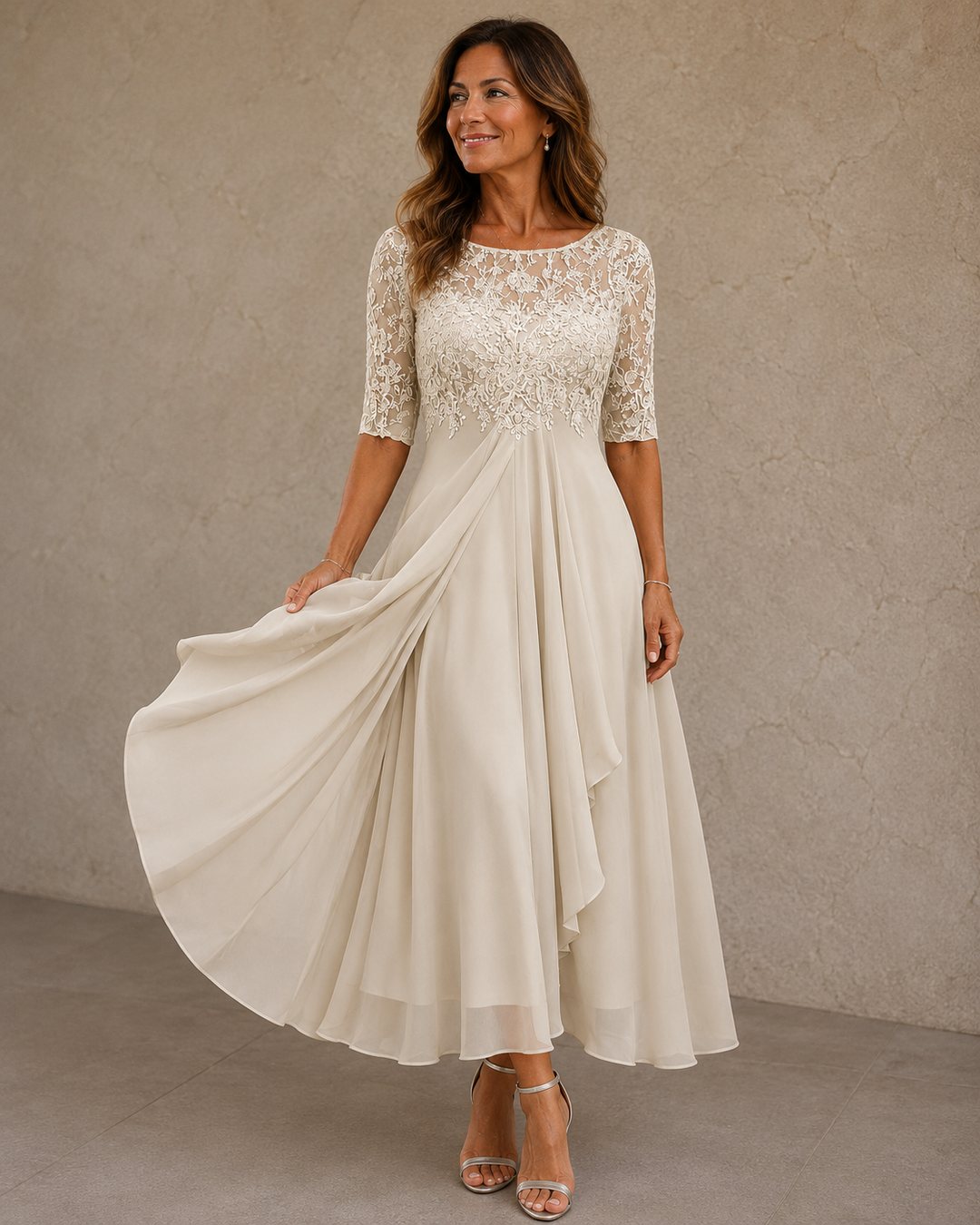 Abella | Lace Chiffon Dress