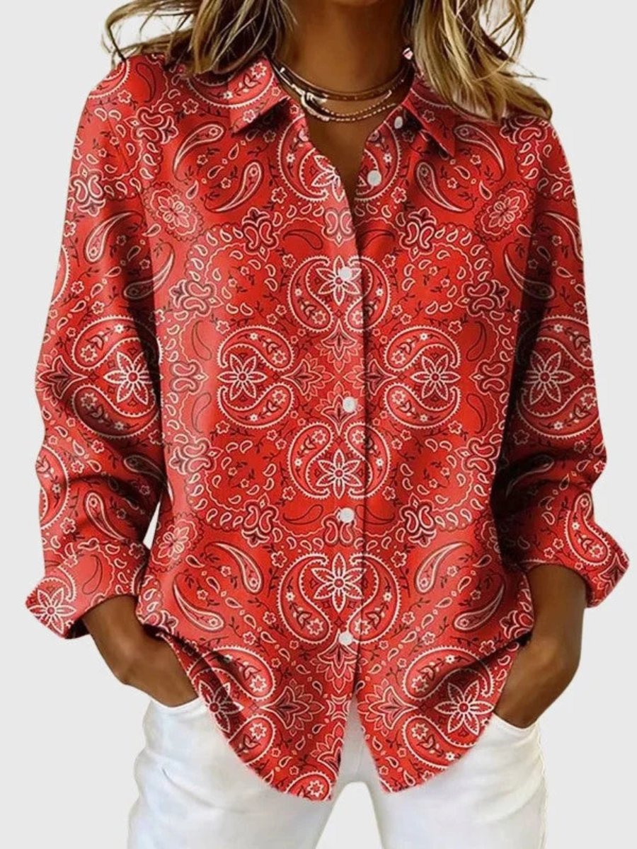 JOANA | PAISLEY PRINT BUTTON-UP BLOUSE