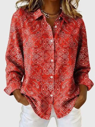 JOANA | PAISLEY PRINT BUTTON-UP BLOUSE