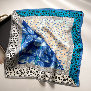 Leona | Leopard Print Silk-Touch Square Scarf