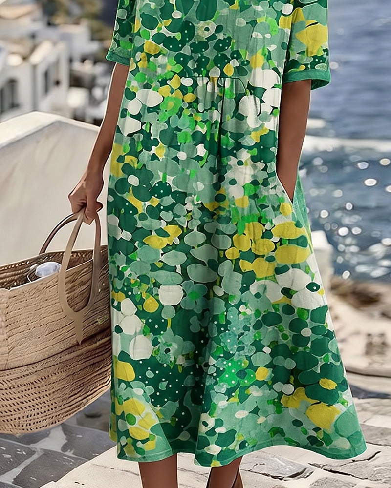 Elegant Floral Summer Midi Dress - movement