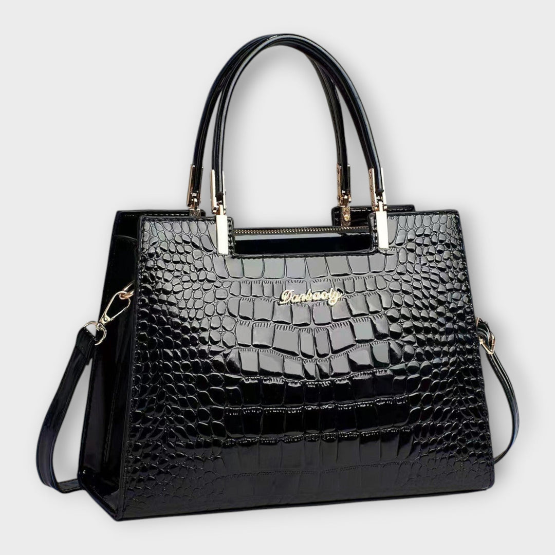ODESSA | GLOSSY CROCODILE PRINT HANDBAG