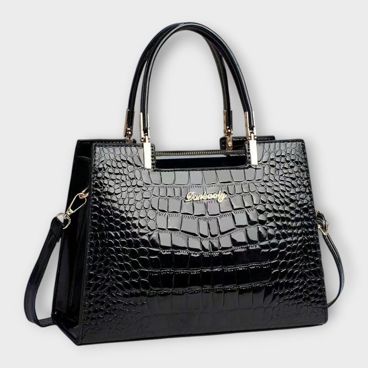ODESSA | GLOSSY CROCODILE PRINT HANDBAG