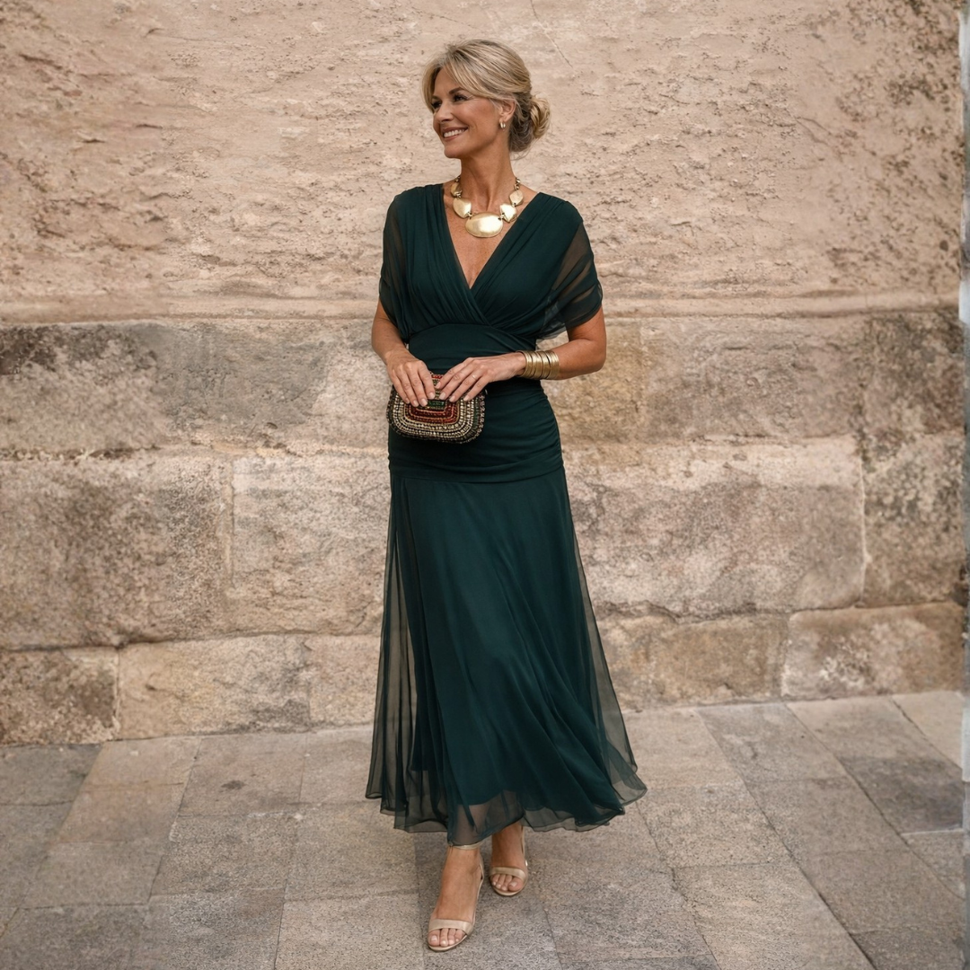 Lydia Off Shoulder Maxi Dress Dark Green