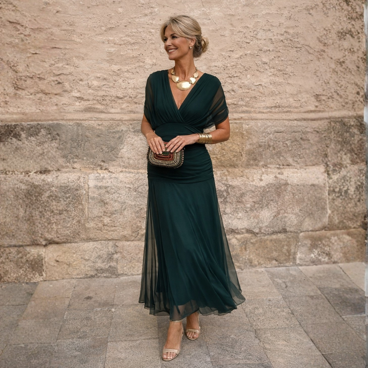 Lydia Off Shoulder Maxi Dress Dark Green