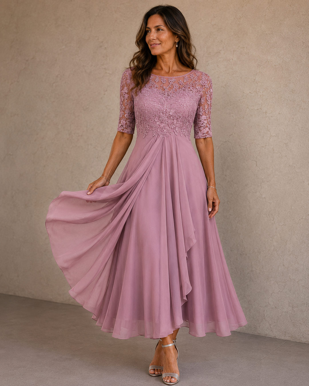 Abella | Lace Chiffon Dress