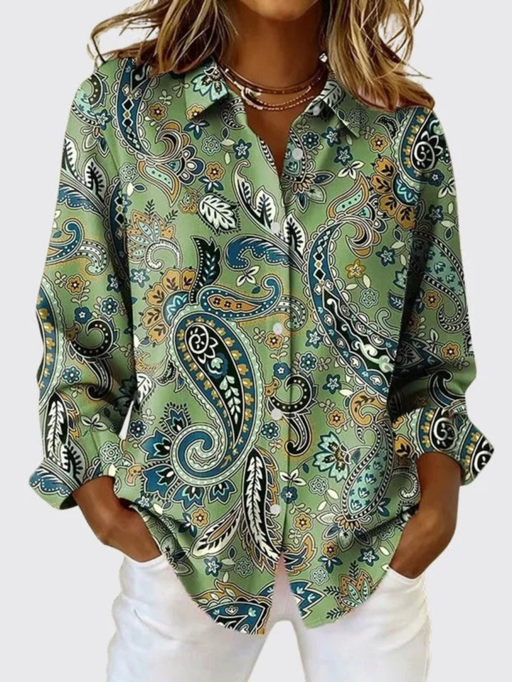 JOANA | PAISLEY PRINT BUTTON-UP BLOUSE