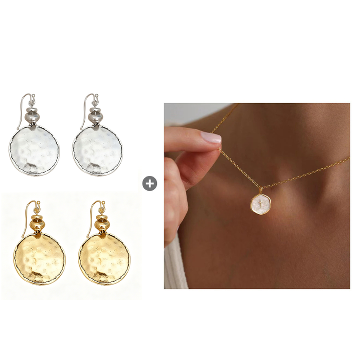 Mira earrings with pendant necklace bundle