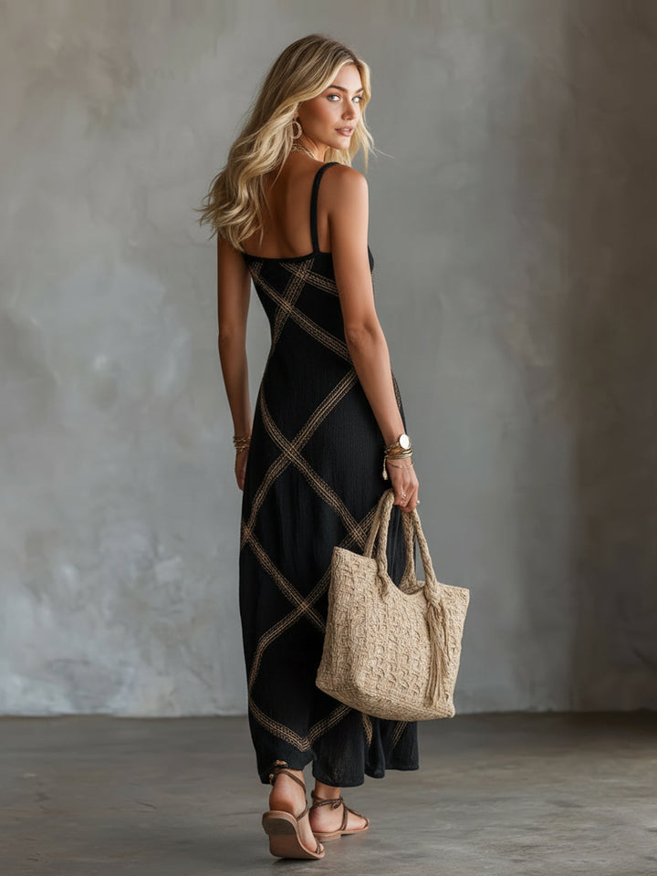 Vittoria – Black Camel Geometric Dress