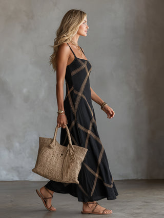 Vittoria – Black Camel Geometric Dress