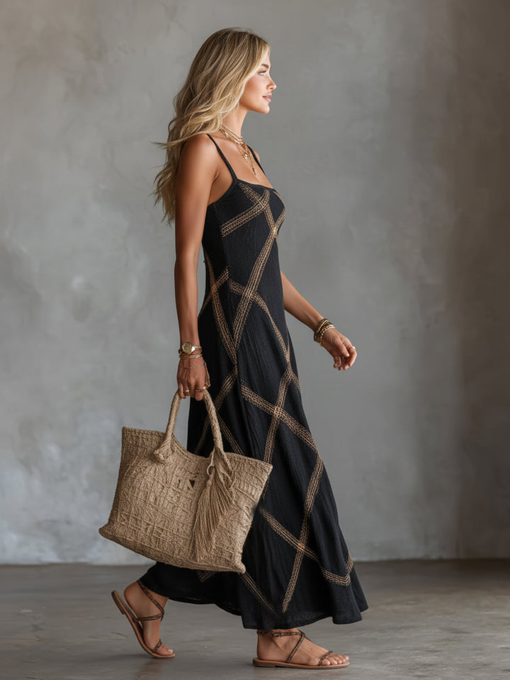 Vittoria – Black Camel Geometric Dress
