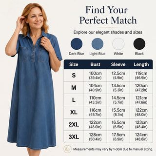 Casual Pocket Denim Midi Shirt Dress Front