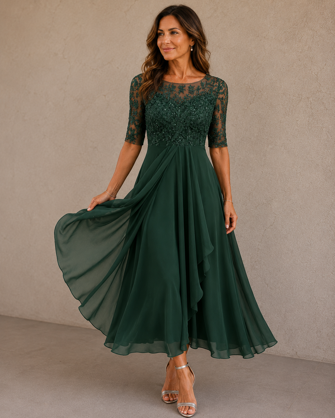 Abella | Lace Chiffon Dress