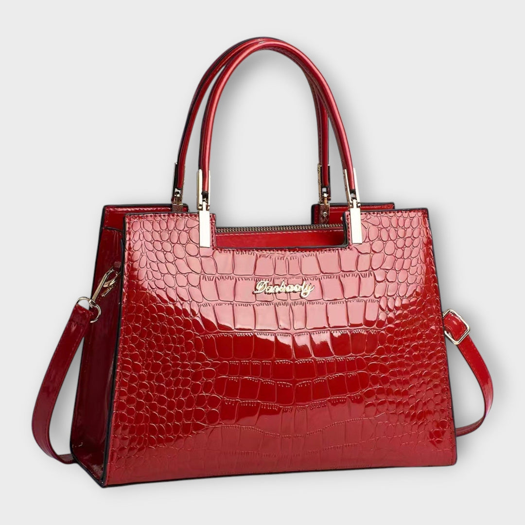 ODESSA | GLOSSY CROCODILE PRINT HANDBAG