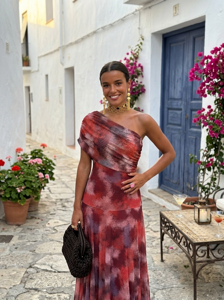 Off-Shoulder Draped Maxi Dress - silhouette