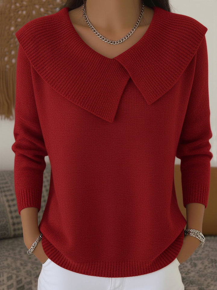 SUNNORA | FOLD-OVER COLLAR SWEATER