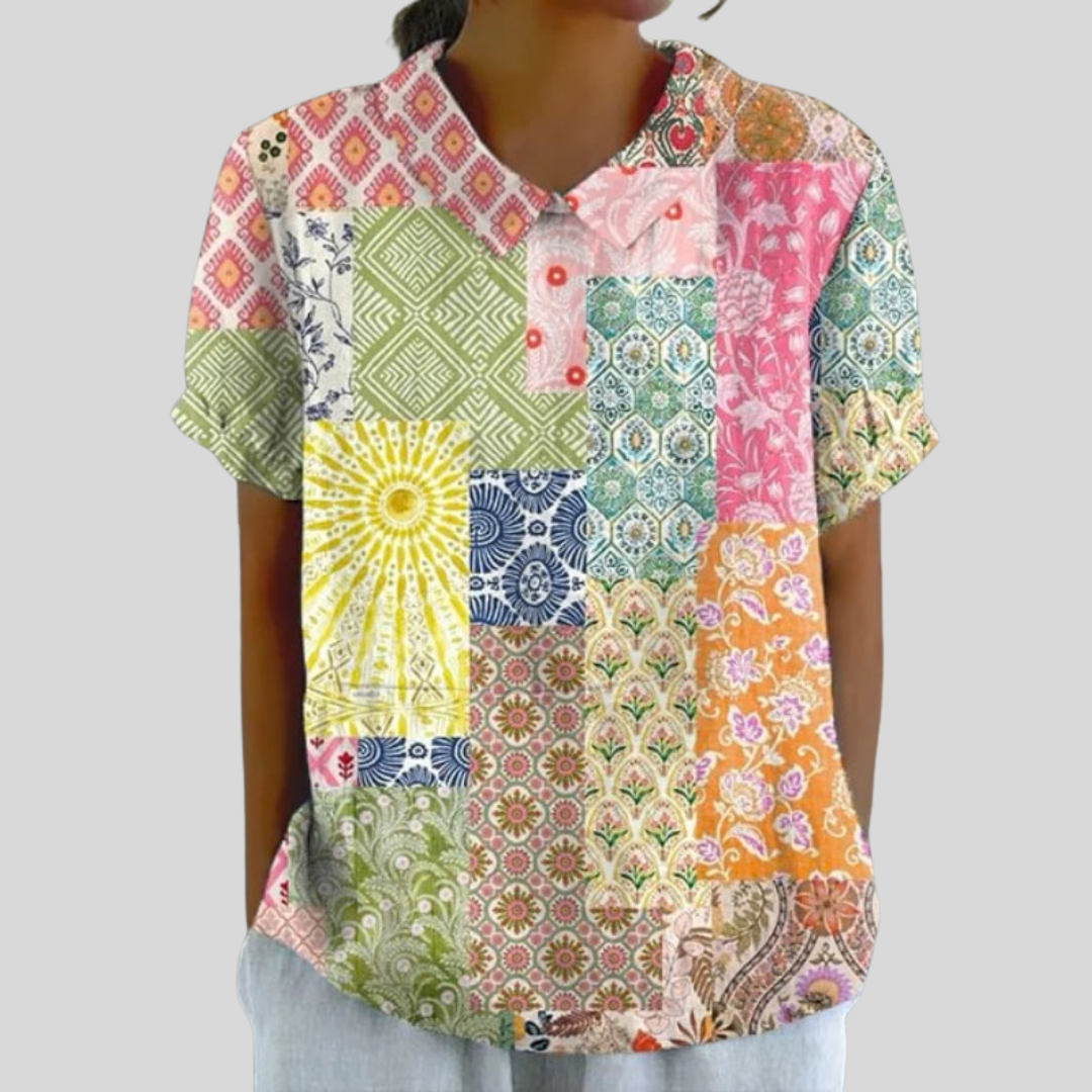 Elina™ | Artistic Patchwork Blouse