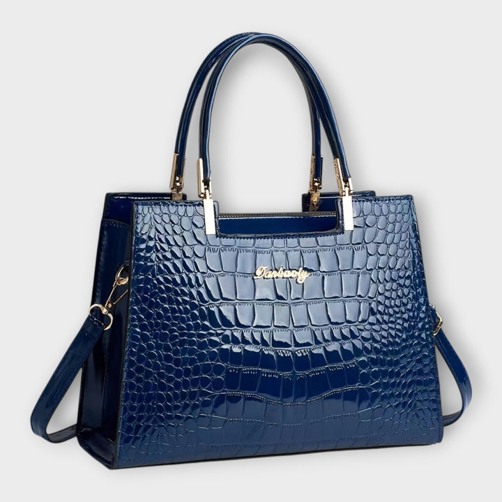 ODESSA | GLOSSY CROCODILE PRINT HANDBAG
