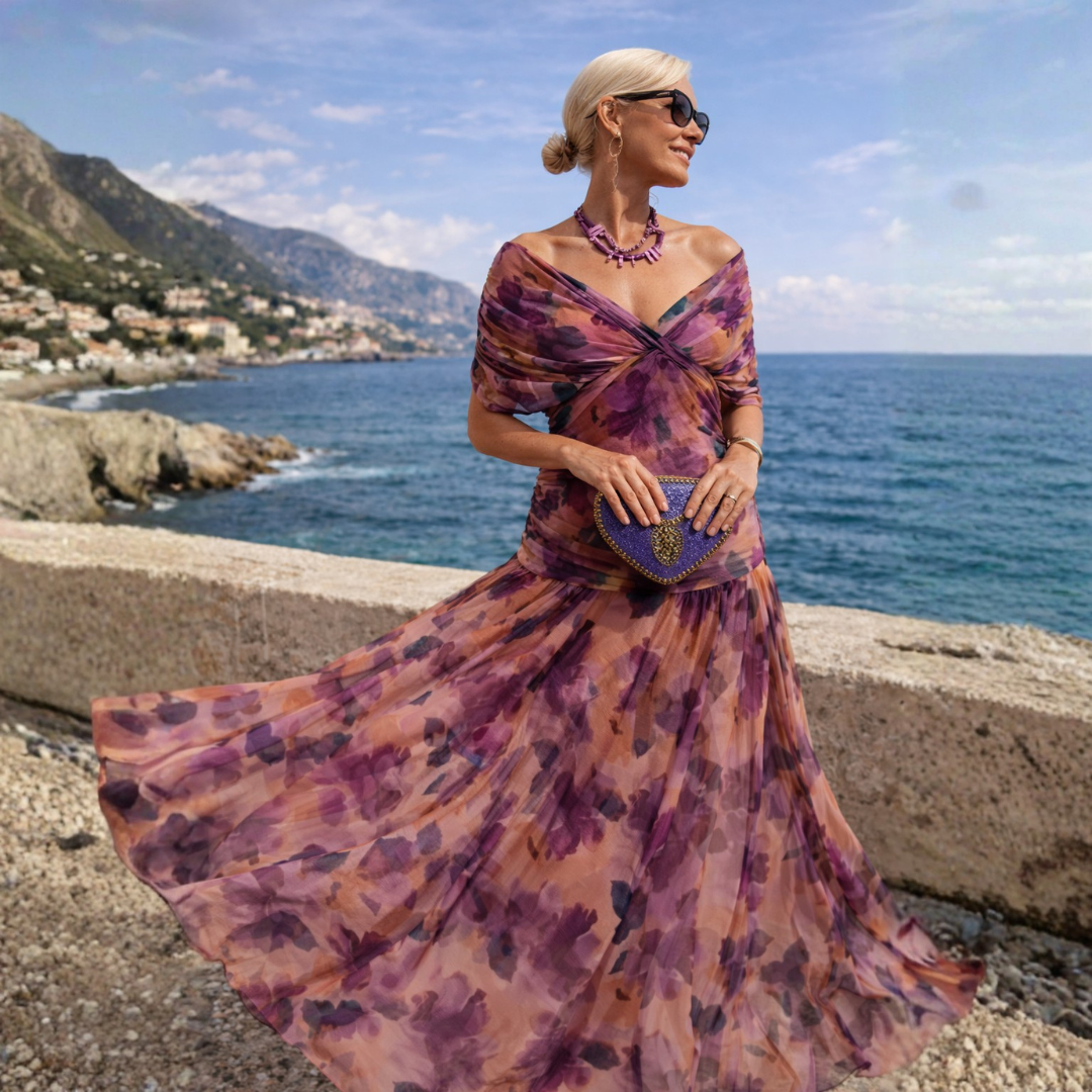 Lydia Off Shoulder Maxi Dress Back View