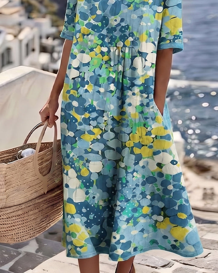Elegant Floral Summer Midi Dress - model front