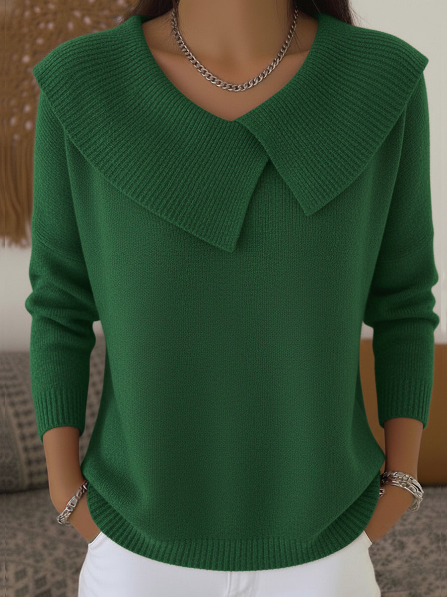SUNNORA | FOLD-OVER COLLAR SWEATER