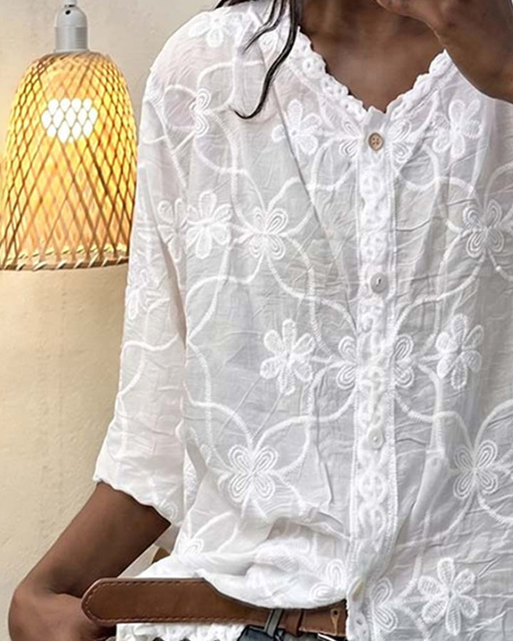 Lace Blouse Three-Quarter Sleeve