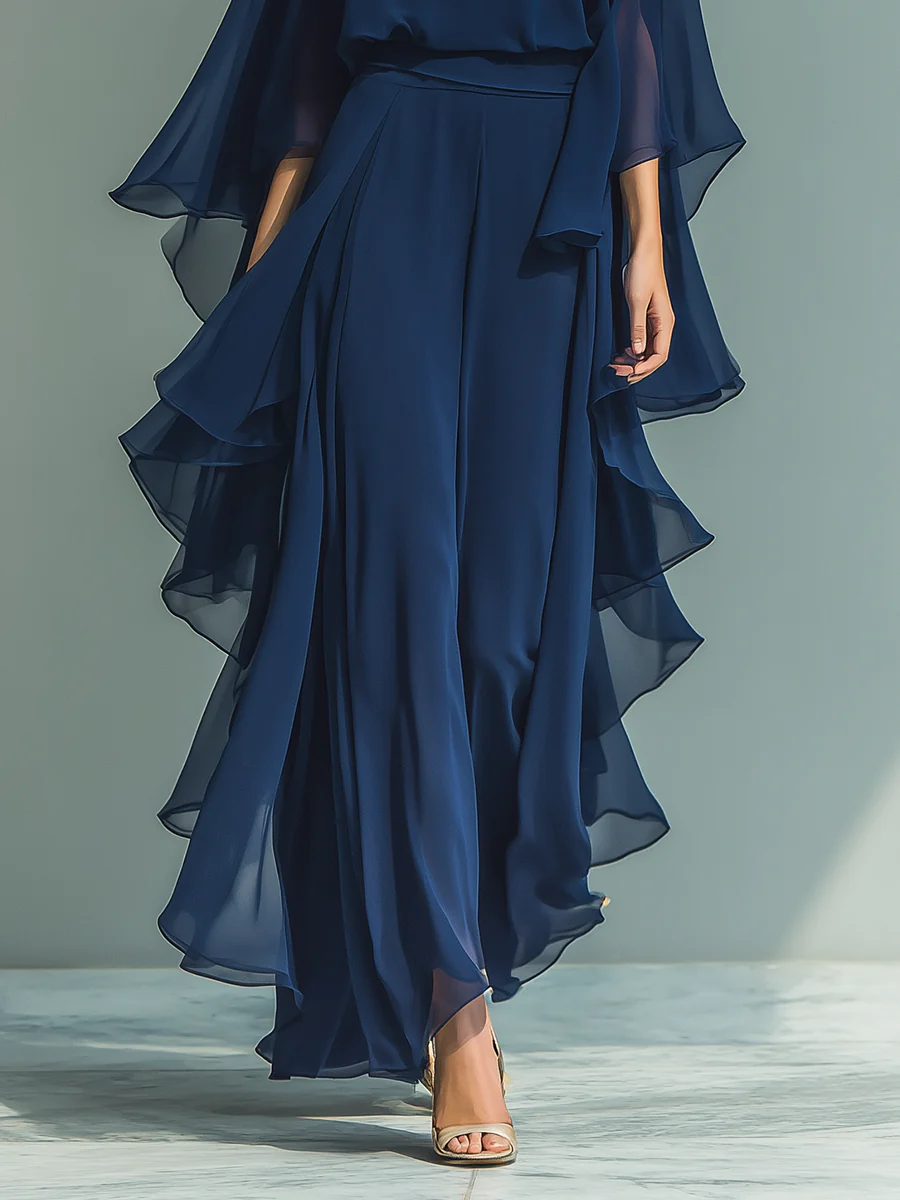 Aurora elegant chiffon set with ruffles